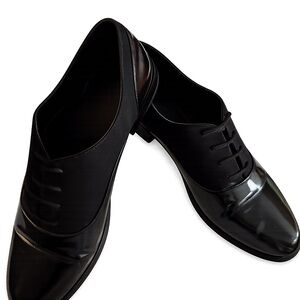 Aldo Black Gloss & Matte Cap-Toe Oxfords